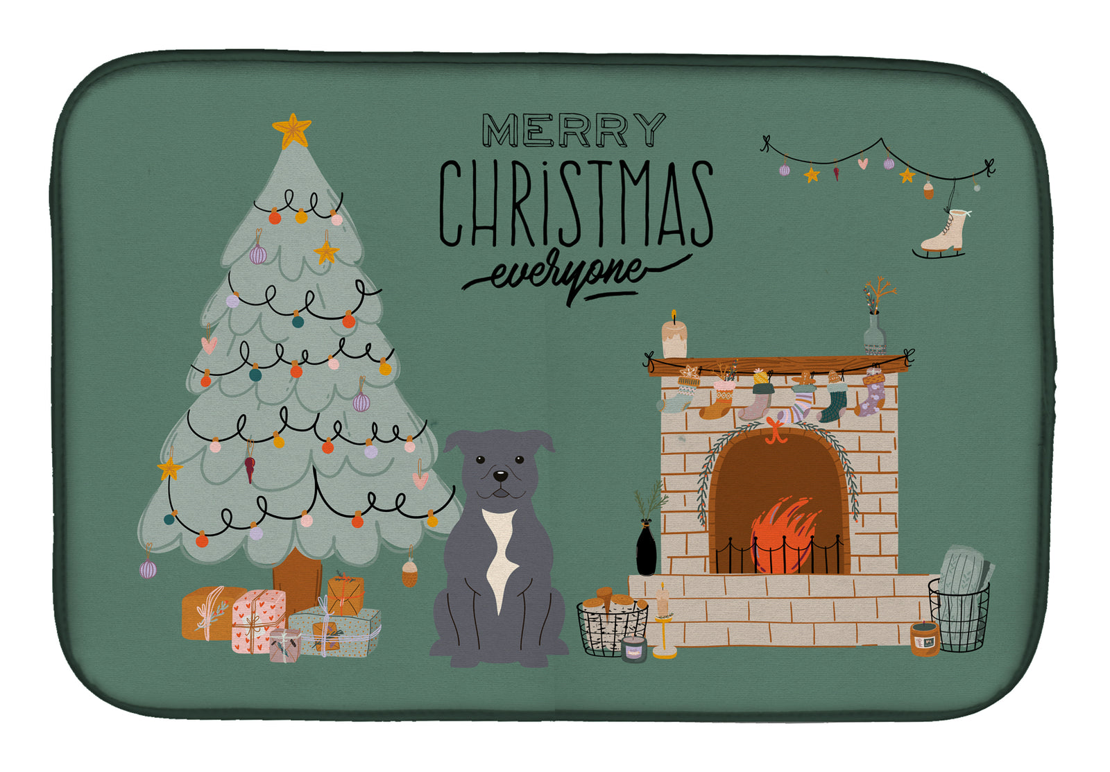 Blue Staffordshire Bull Terrier Noël Tout le monde Tapis de séchage CK7609DDM