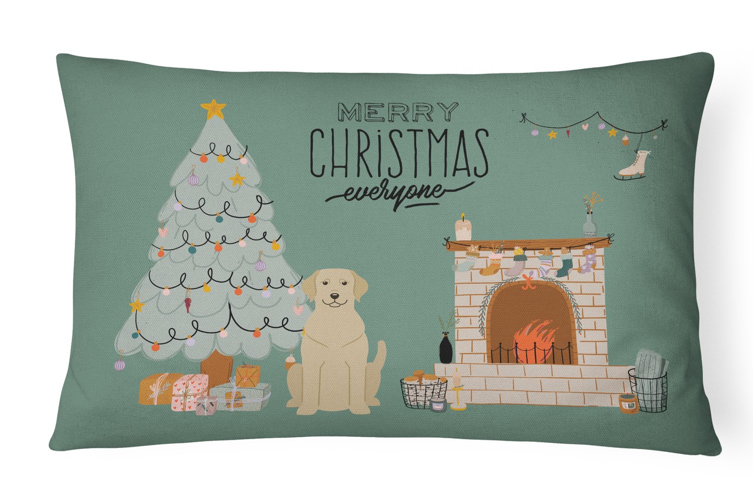 Yellow Labrador Christmas Everyone Canvas Fabric Decorative Pillow CK7618PW1216 by Caroline's Treasures