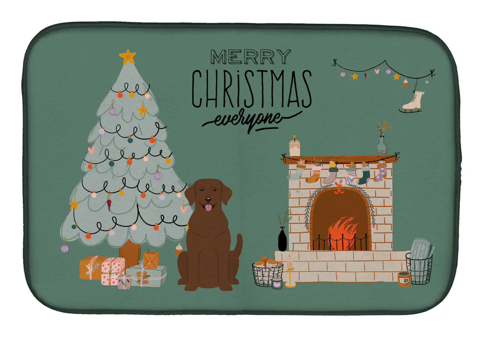 Chocolate Labrador Christmas Everyone Dish Drying Mat CK7619DDM