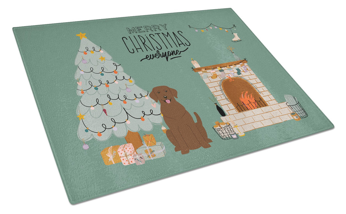 Chocolate Labrador Christmas Everyone Glass Cutting Board Large CK7619LCB by Caroline&#39;s Treasures
