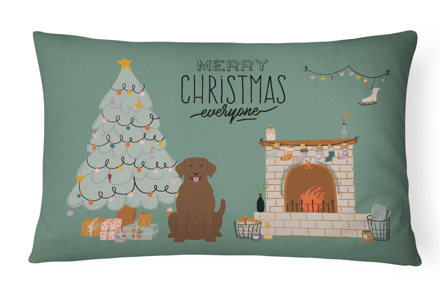 Chocolate Labrador Christmas Everyone Canvas Fabric Decorative Pillow CK7619PW1216 by Caroline's Treasures