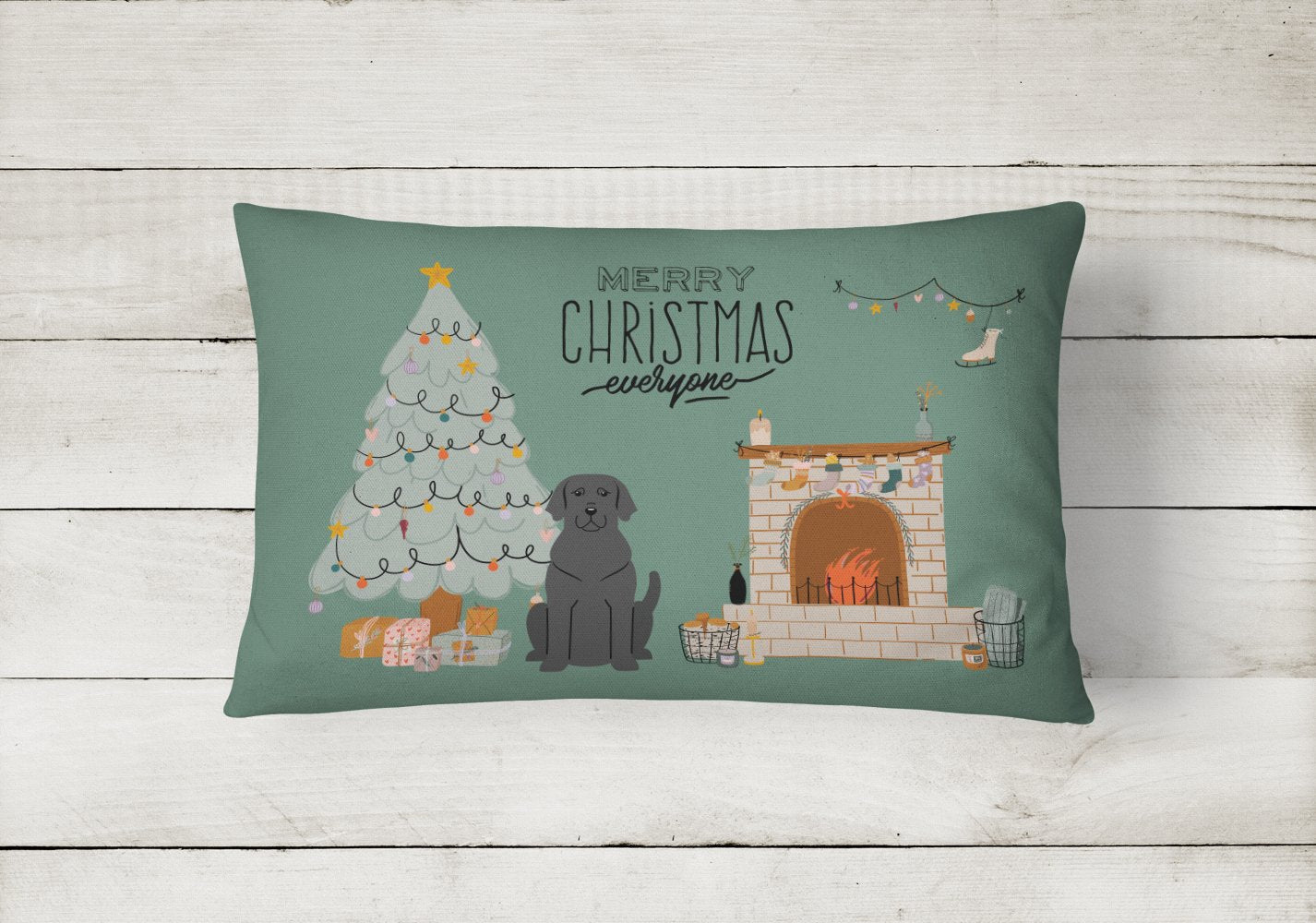 Black Labrador Christmas Everyone Canvas Fabric Decorative Pillow CK7620PW1216 by Caroline's Treasures