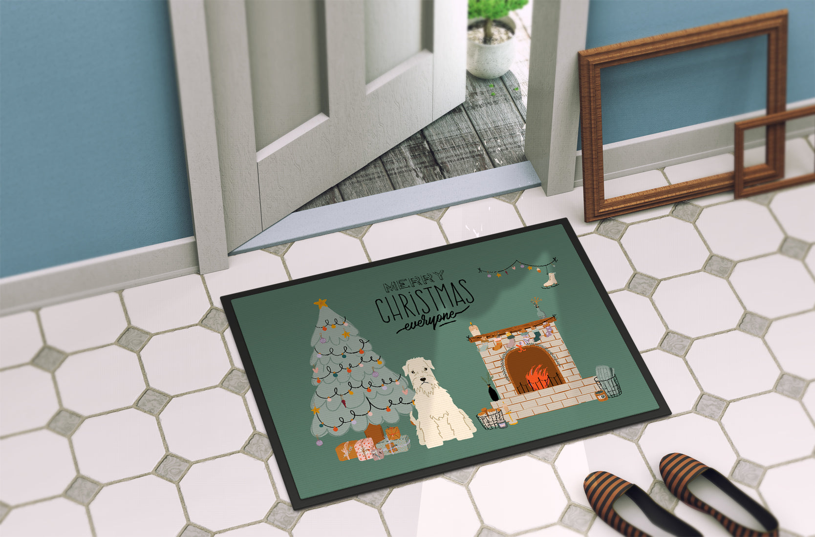 Soft Coated Wheaten Terrier Christmas Everyone Indoor or Outdoor Mat 18x27 CK7624MAT - the-store.com