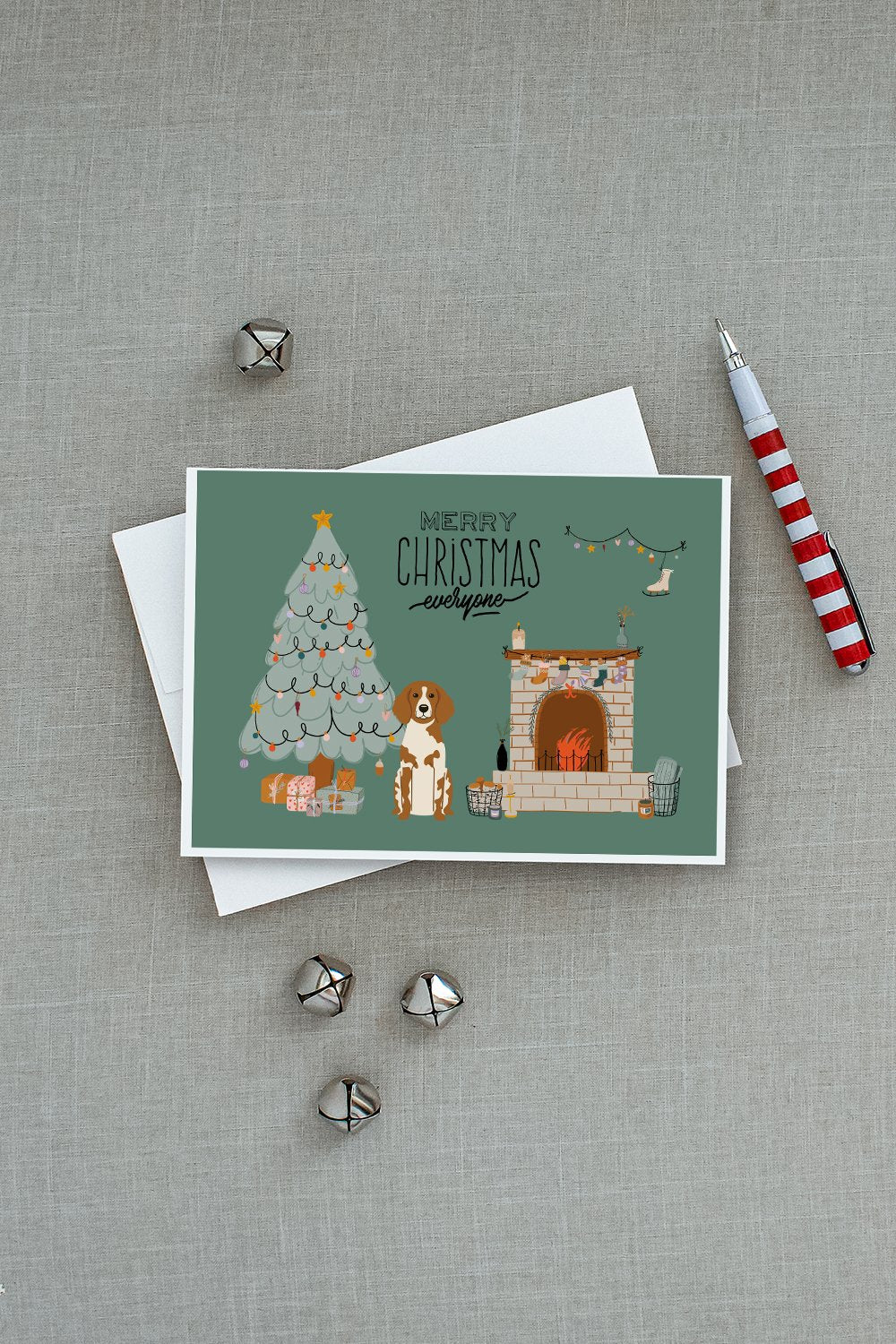 Brittany Spaniel Christmas Everyone Greeting Cards and Envelopes Pack of 8 - the-store.com
