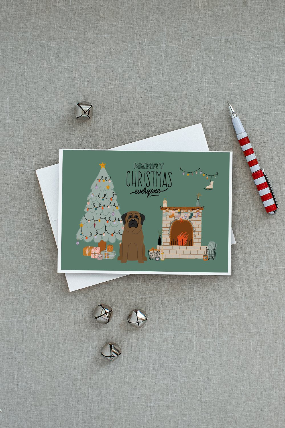 Bullmastiff Christmas Everyone Greeting Cards and Envelopes Pack of 8 - the-store.com