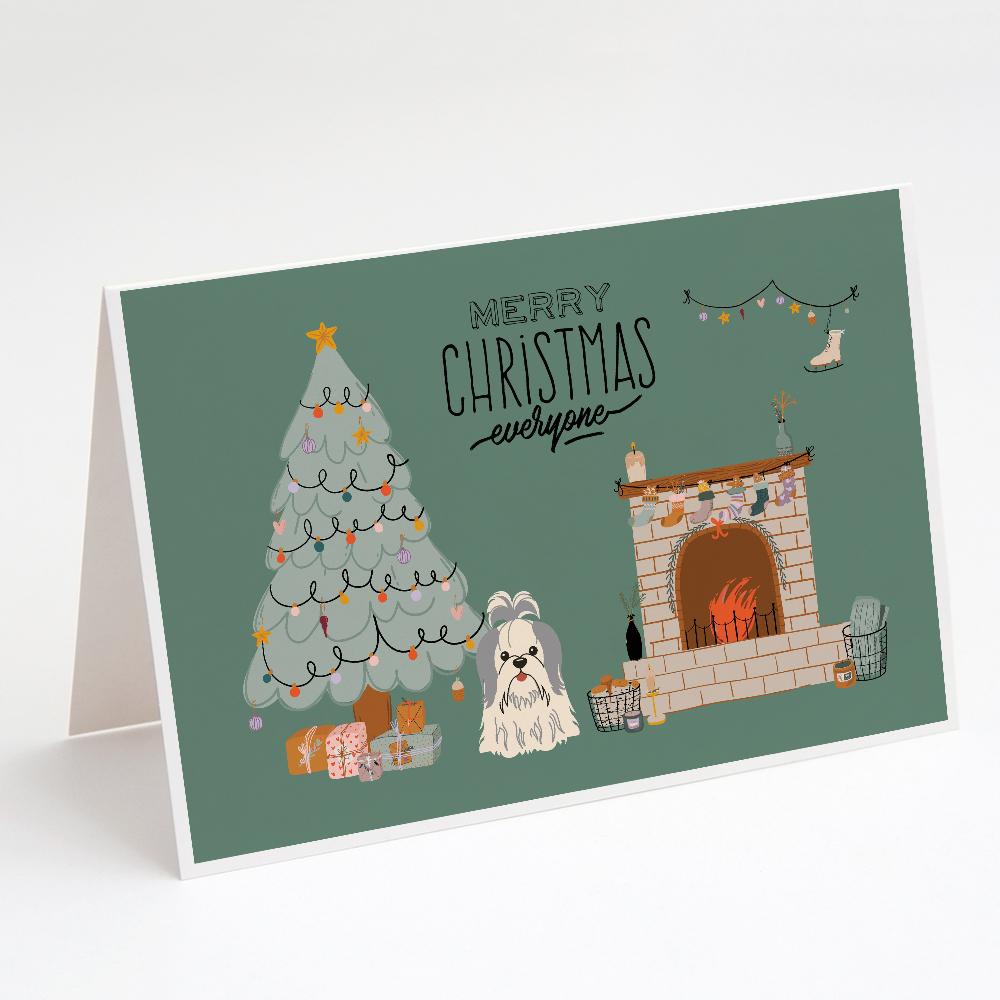 Buy this Silver White Shih Tzu Christmas Everyone Greeting Cards and Envelopes Pack of 8