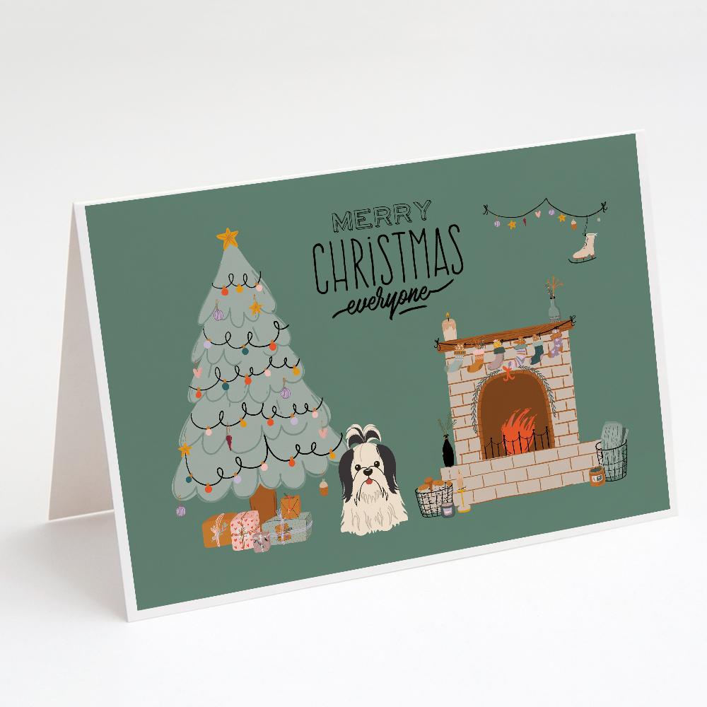 Buy this Black White Shih Tzu Christmas Everyone Greeting Cards and Envelopes Pack of 8