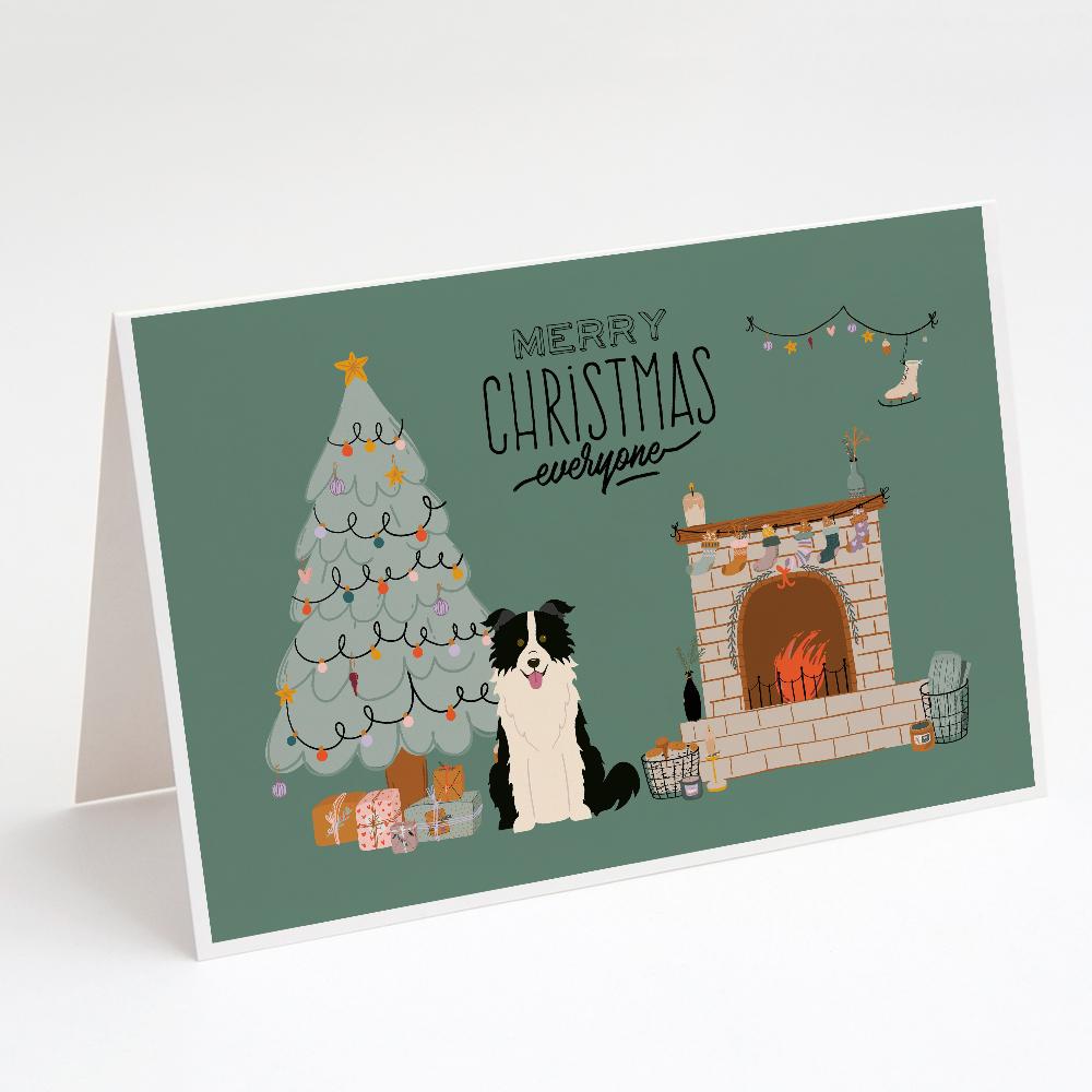 Buy this Black White Border Collie Christmas Everyone Greeting Cards and Envelopes Pack of 8