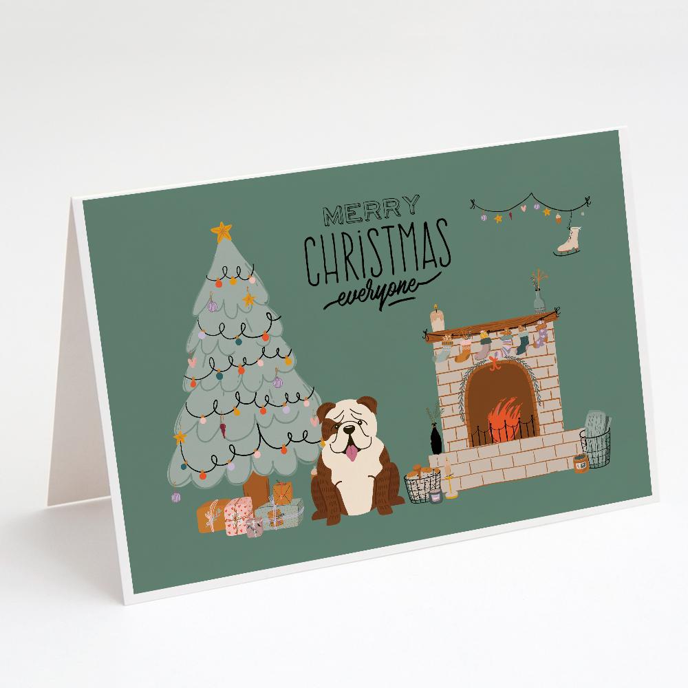 Buy this Brindle White English Bulldog Christmas Everyone Greeting Cards and Envelopes Pack of 8