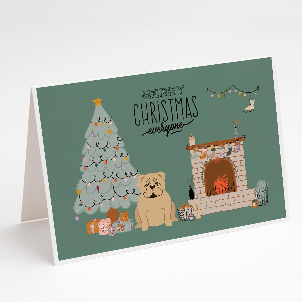 Buy this Fawn English Bulldog Christmas Everyone Greeting Cards and Envelopes Pack of 8