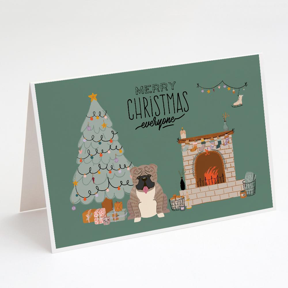 Buy this Grey Brindle English Bulldog Christmas Everyone Greeting Cards and Envelopes Pack of 8
