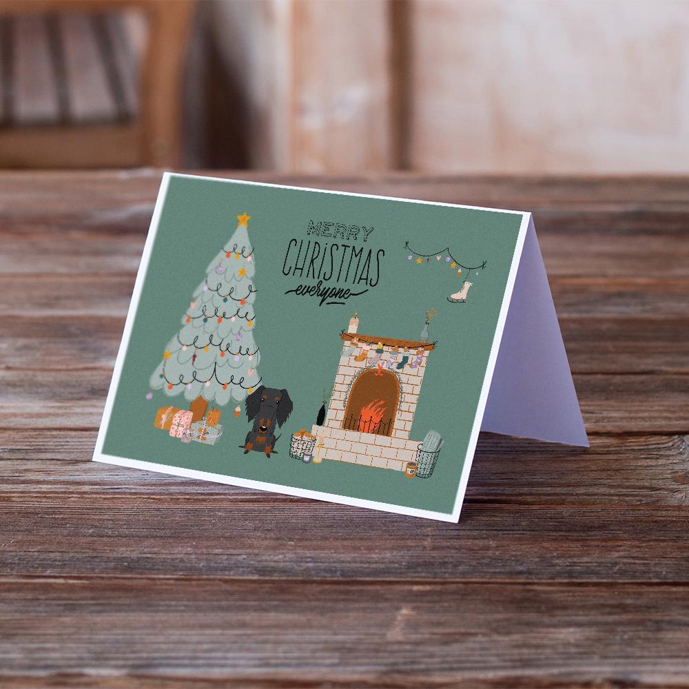 Black Tan Wire Haired Dachshund Christmas Everyone Greeting Cards and Envelopes Pack of 8 - the-store.com
