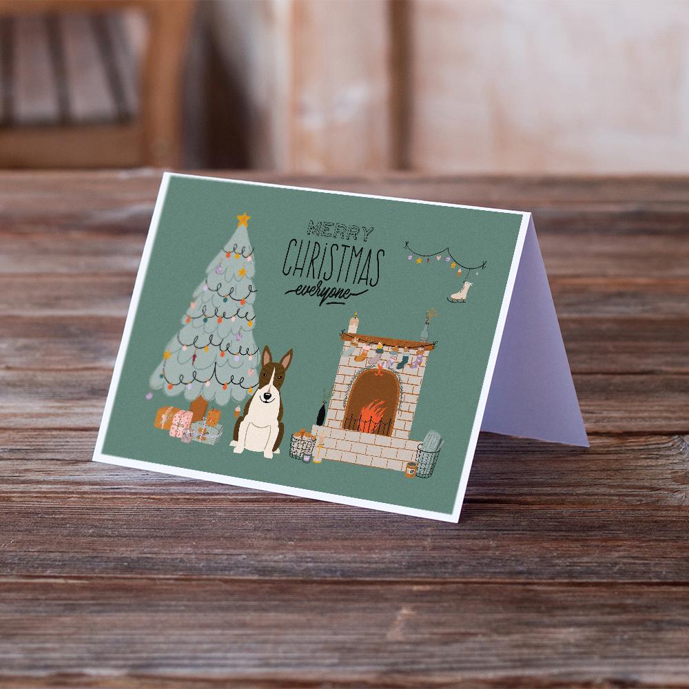 Buy this Dark Brindle Bull Terrier Christmas Everyone Greeting Cards and Envelopes Pack of 8