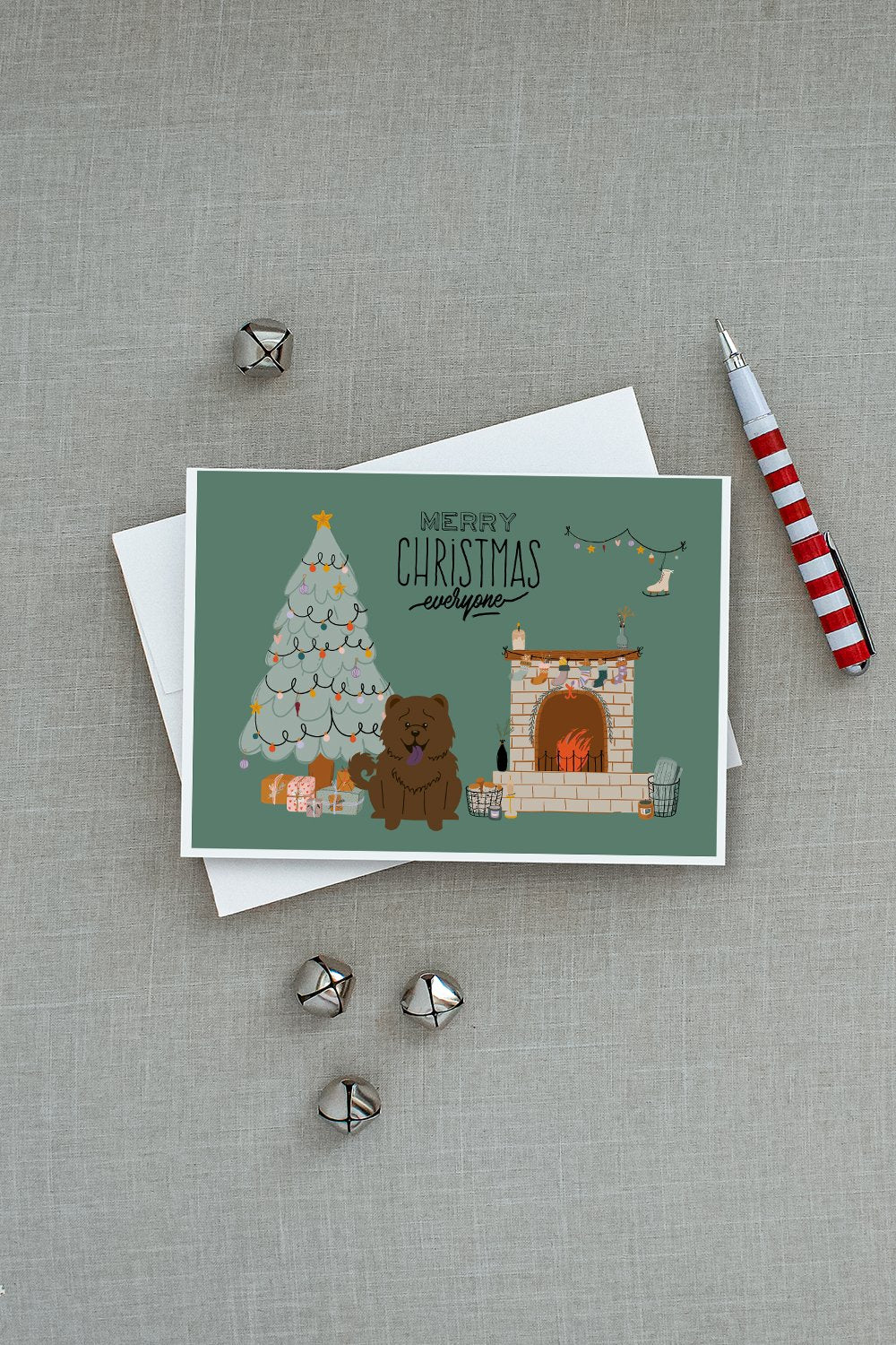 Chocolate Chow Chow Christmas Everyone Greeting Cards and Envelopes Pack of 8 - the-store.com