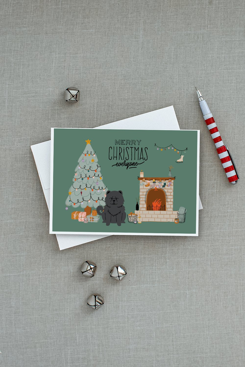 Black Chow Chow Christmas Everyone Greeting Cards and Envelopes Pack of 8 - the-store.com