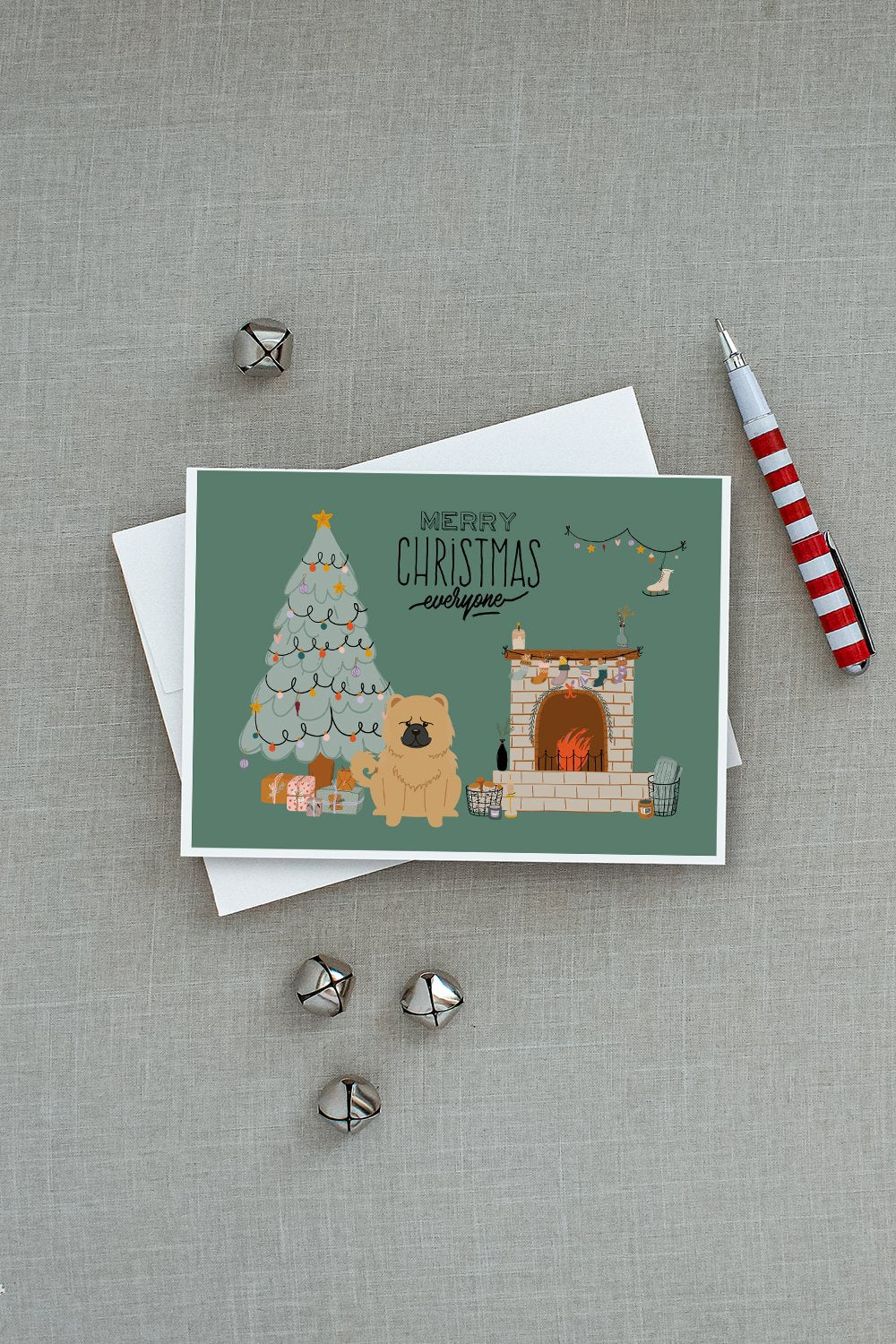 Cream Chow Chow Christmas Everyone Greeting Cards and Envelopes Pack of 8 - the-store.com