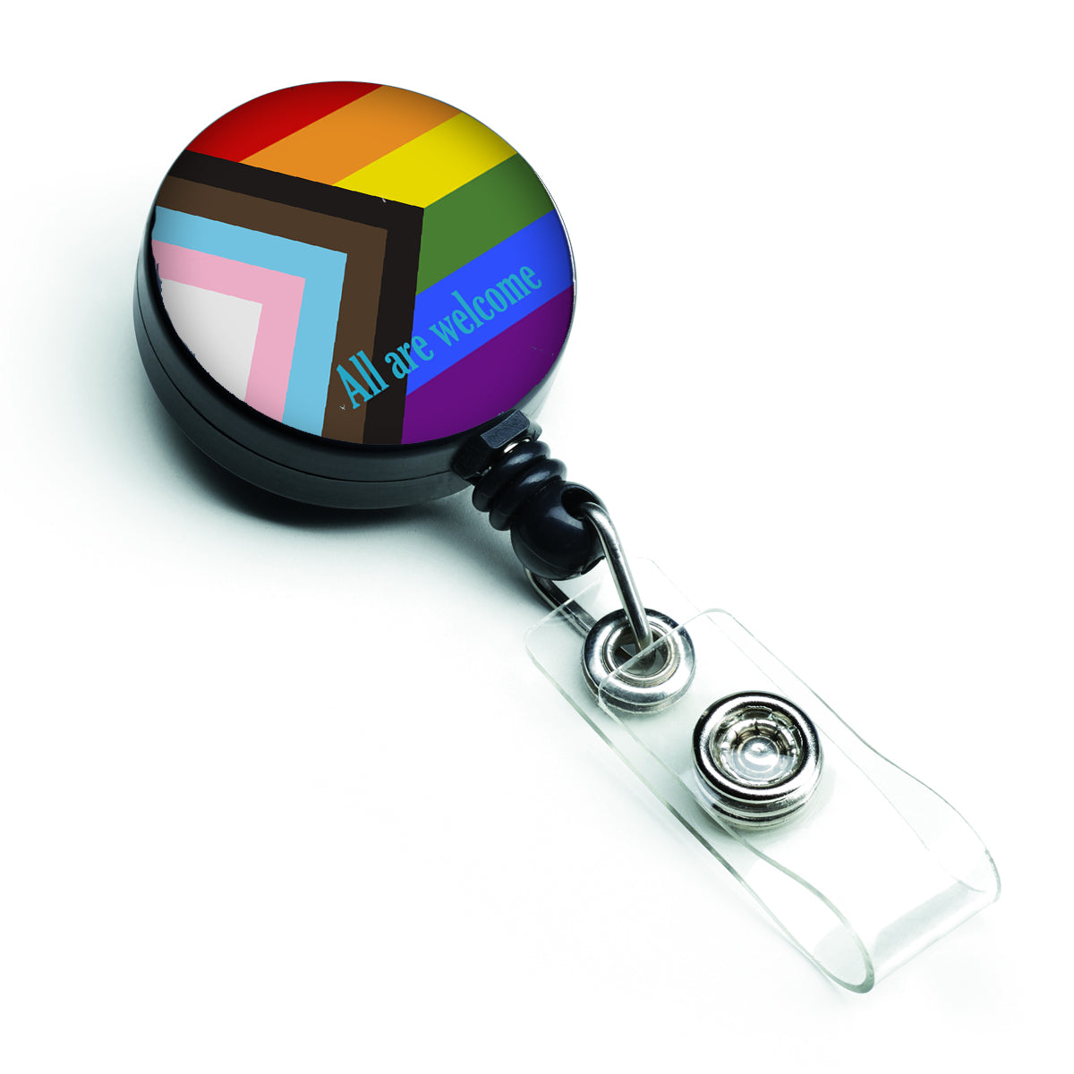 Gay Pride Progress Pride All are Welcome Retractable Badge Reel