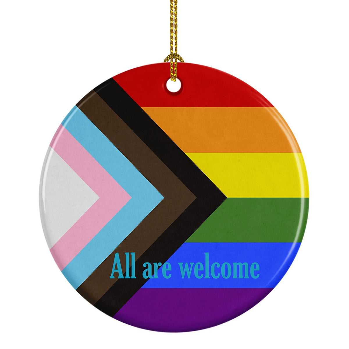 Buy this Gay Pride Progress Pride All are Welcome Ceramic Ornament