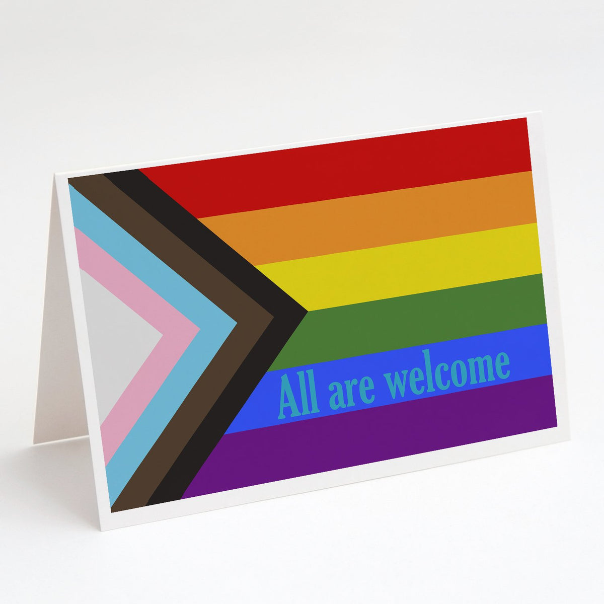 Buy this Gay Pride Progress Pride All are Welcome Greeting Cards and Envelopes Pack of 8