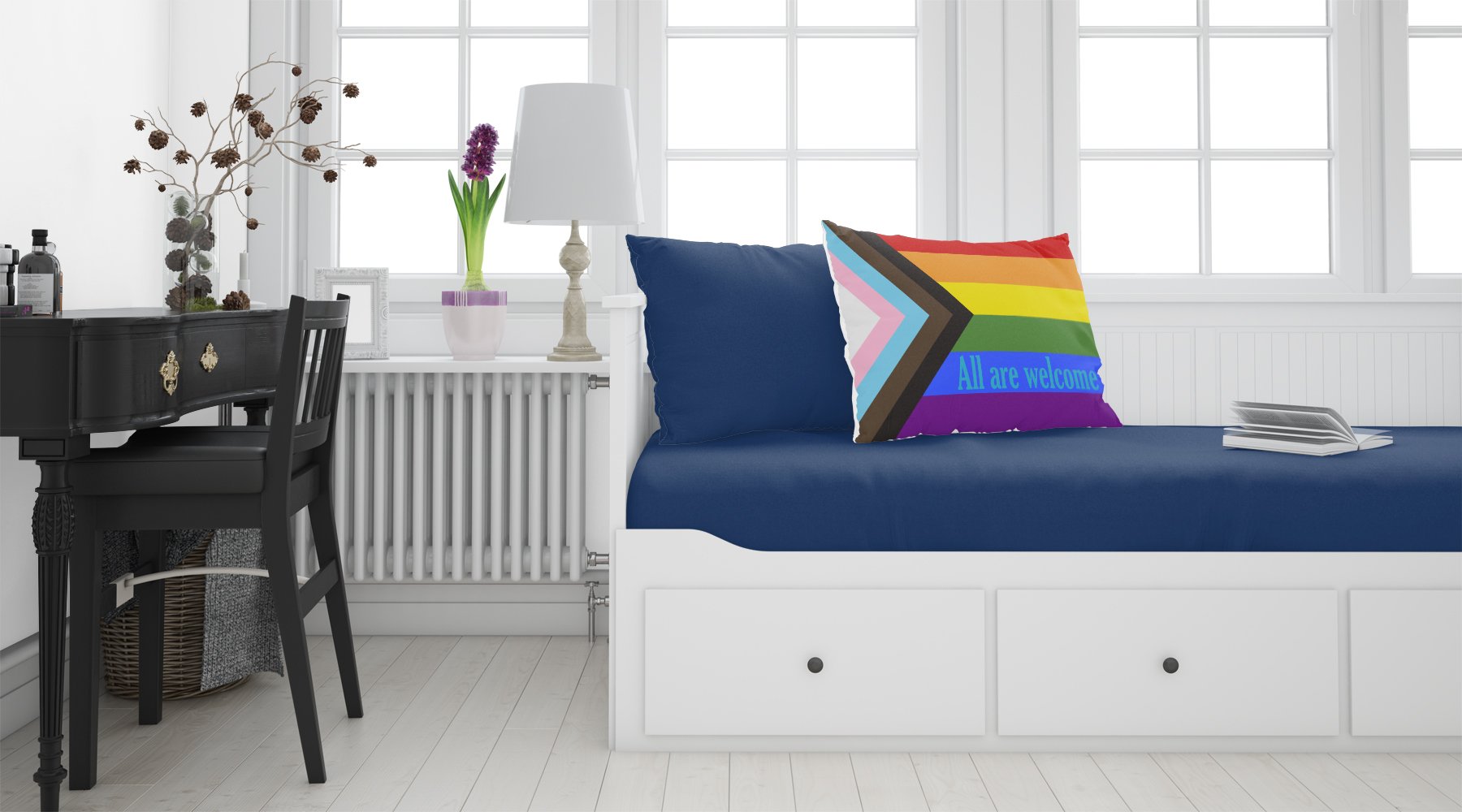 Buy this Gay Pride Progress Pride All are Welcome Fabric Standard Pillowcase