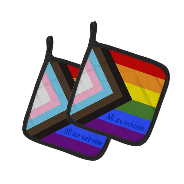 Buy this Gay Pride Progress Pride All are Welcome Pair of Pot Holders
