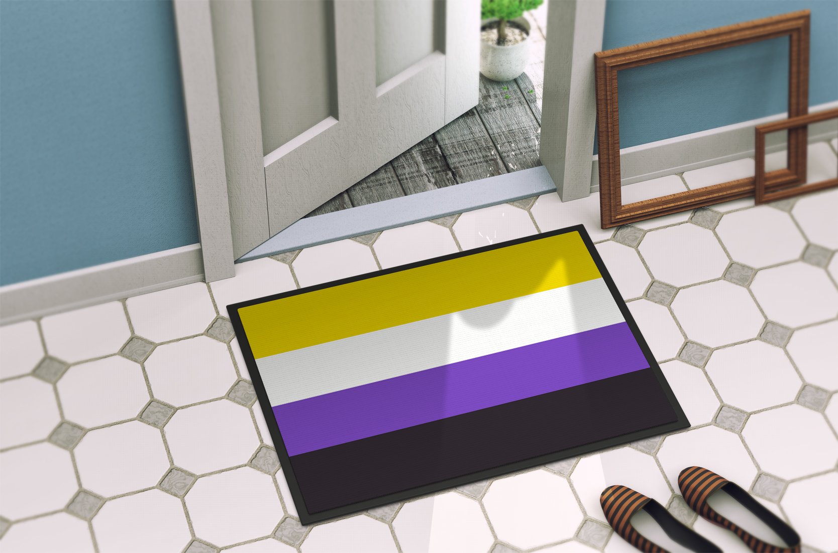 Nonbinary Pride Indoor or Outdoor Mat 24x36 - the-store.com