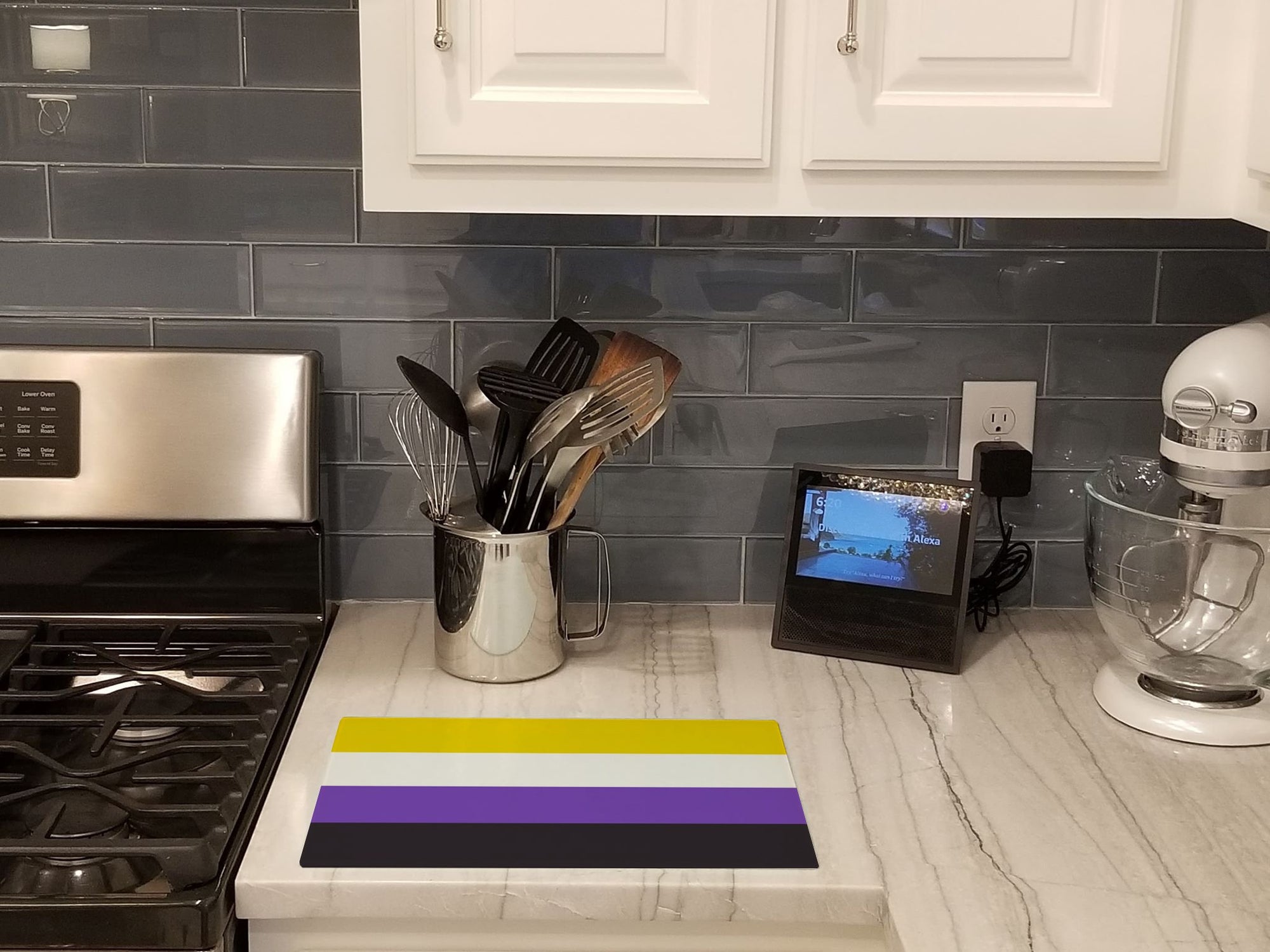Buy this Nonbinary Pride Glass Cutting Board Large
