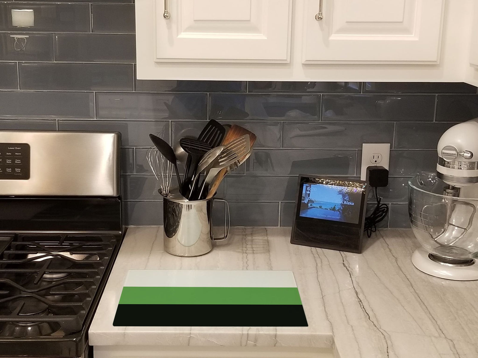 Caroline's Treasures Neutrois Pride Glass Cutting Boards – Durable, Decorative Kitchen Art Large