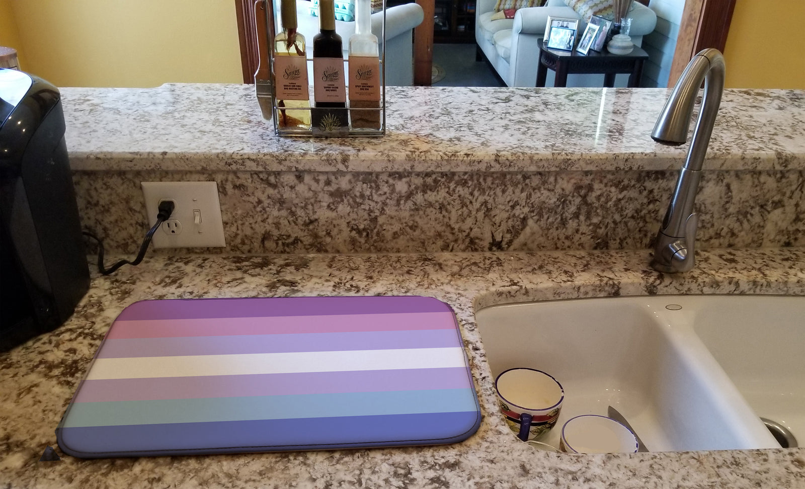 Caroline's Treasures Bigender Pride Dish Drying Mat – Absorbent, Artistic Kitchen Essentials