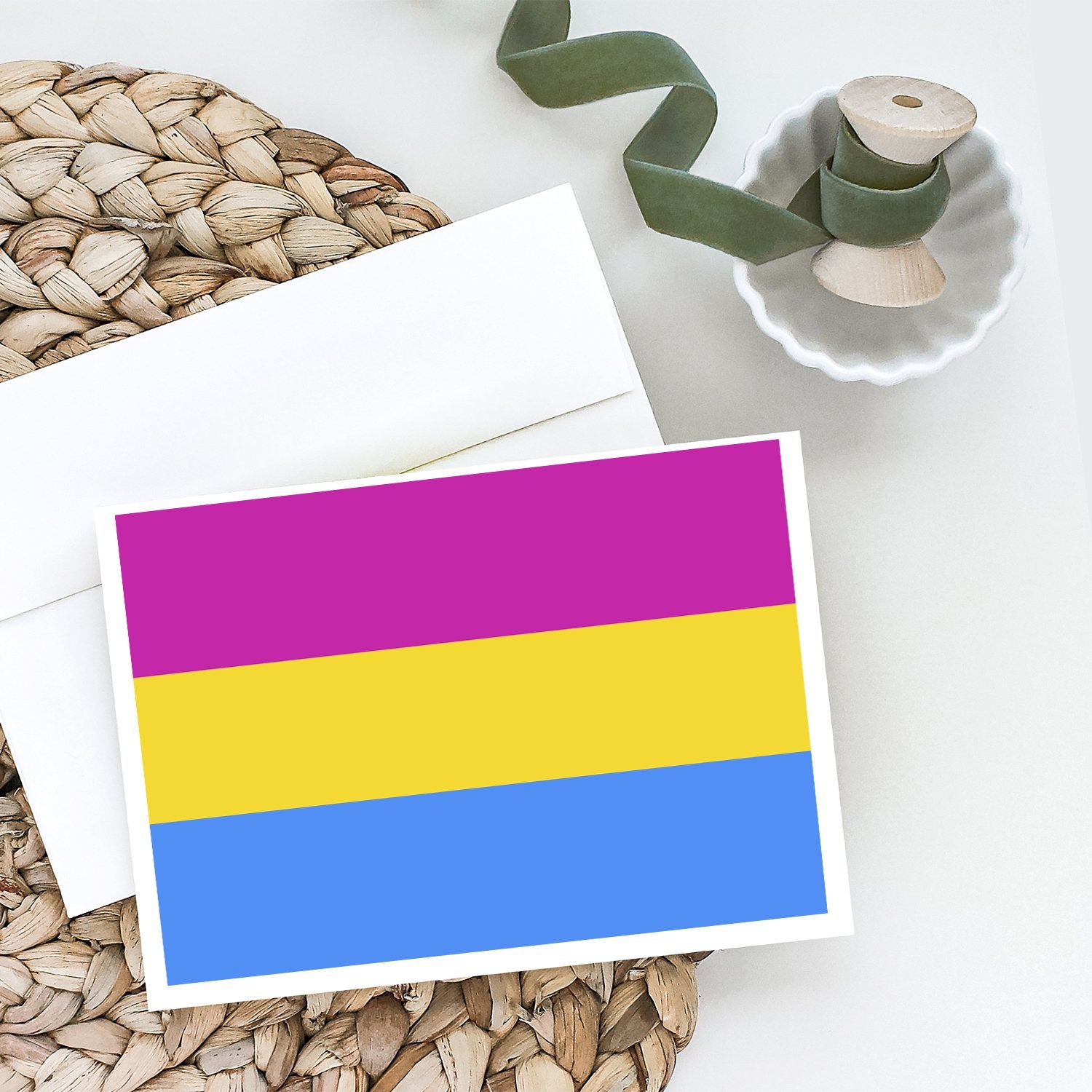 Caroline's Treasures Pansexual Pride Greeting Cards - Blank Note Cards – 8-Pack of Artist-Designed Cards with Envelopes