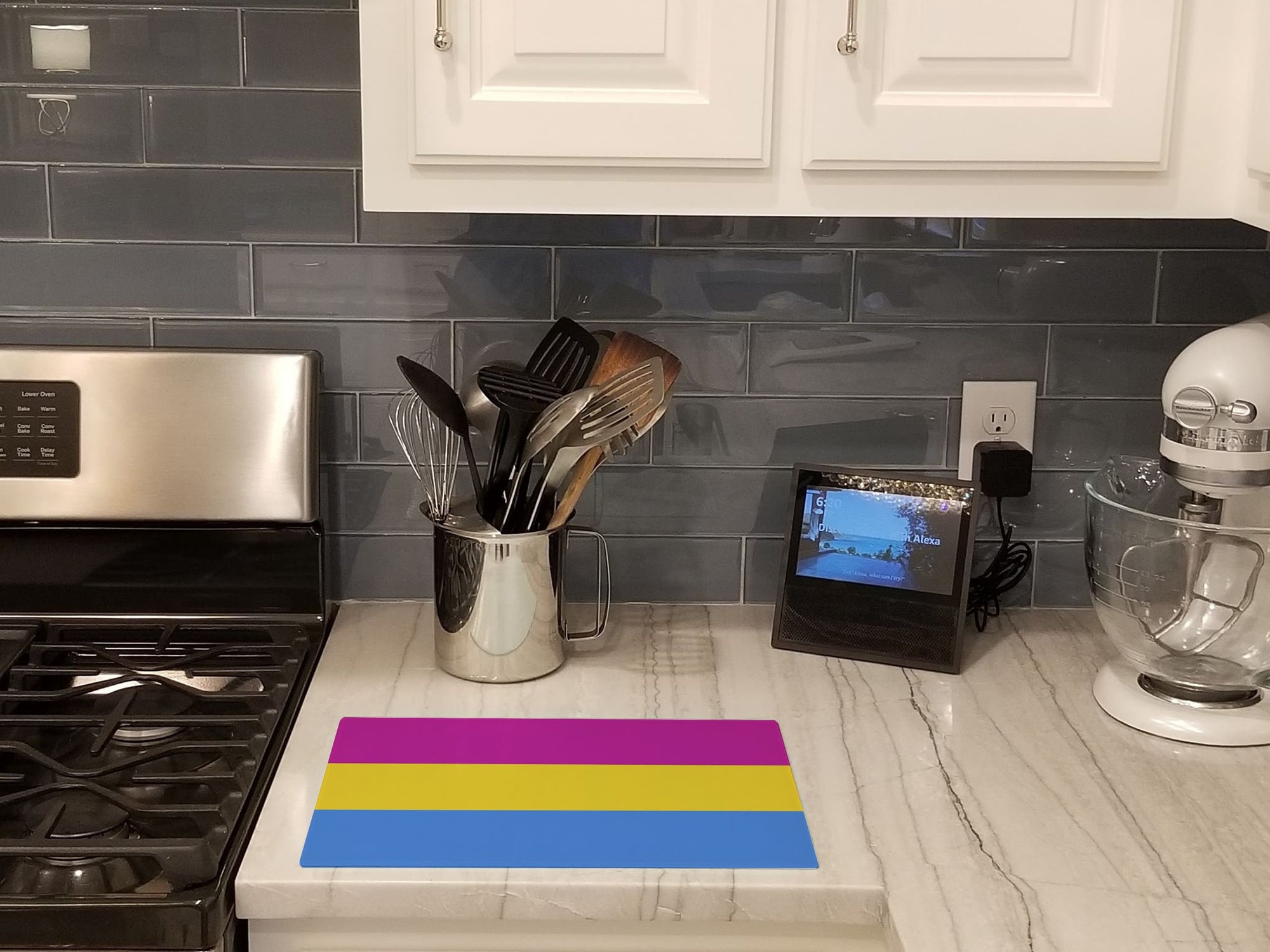 Pansexual Pride Glass Cutting Board Large - the-store.com