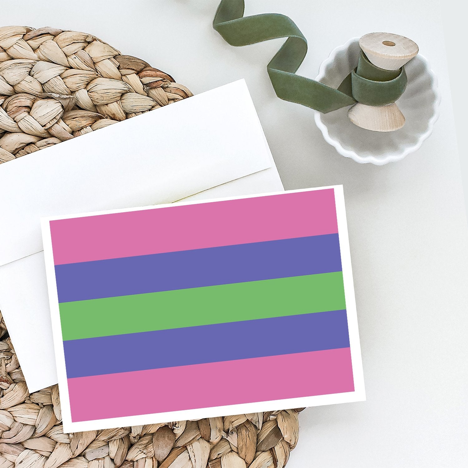 Caroline's Treasures Trigender Pride Greeting Cards - Blank Note Cards – 8-Pack of Artist-Designed Cards with Envelopes