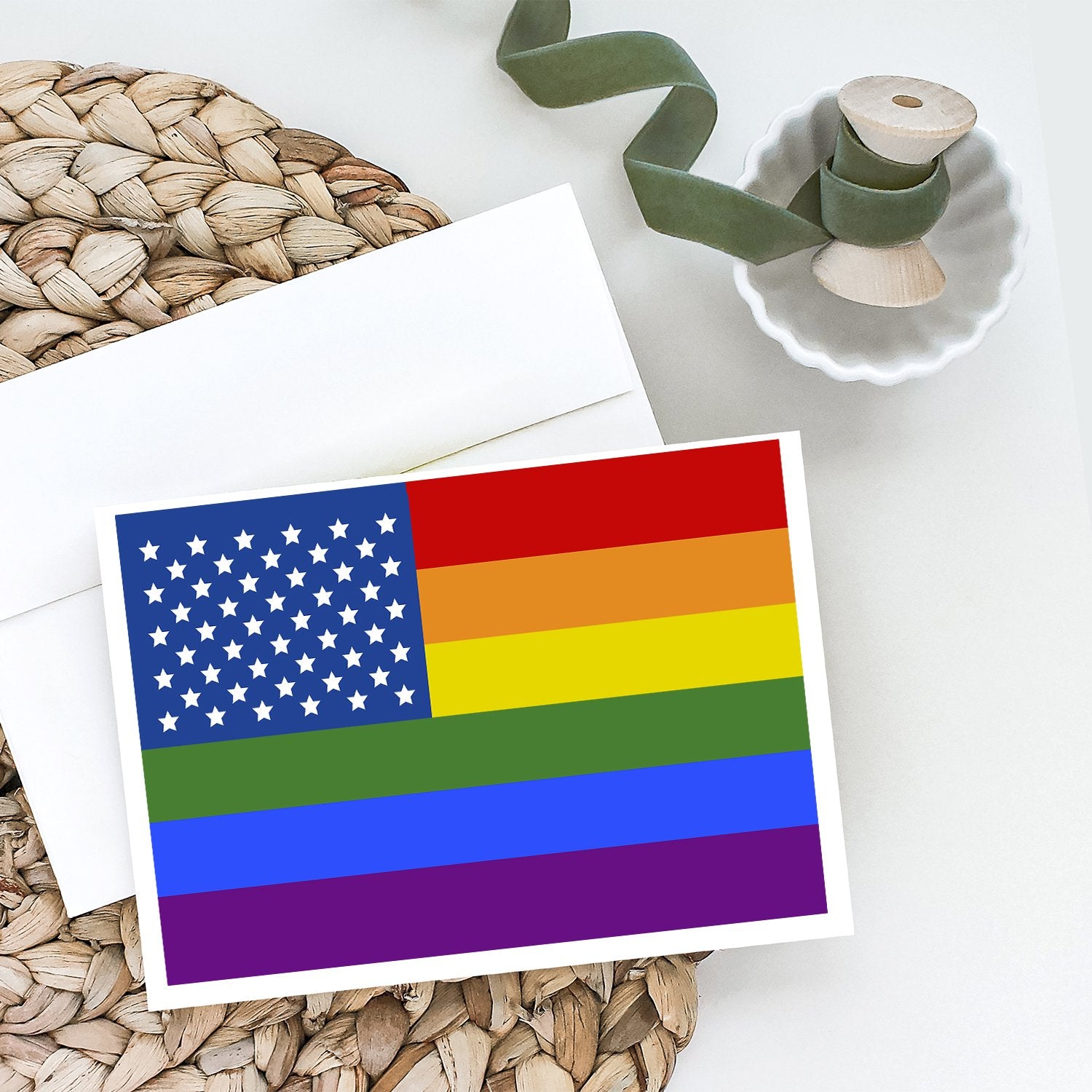 USA Gay Pride Greeting Cards and Envelopes Pack of 8 - the-store.com