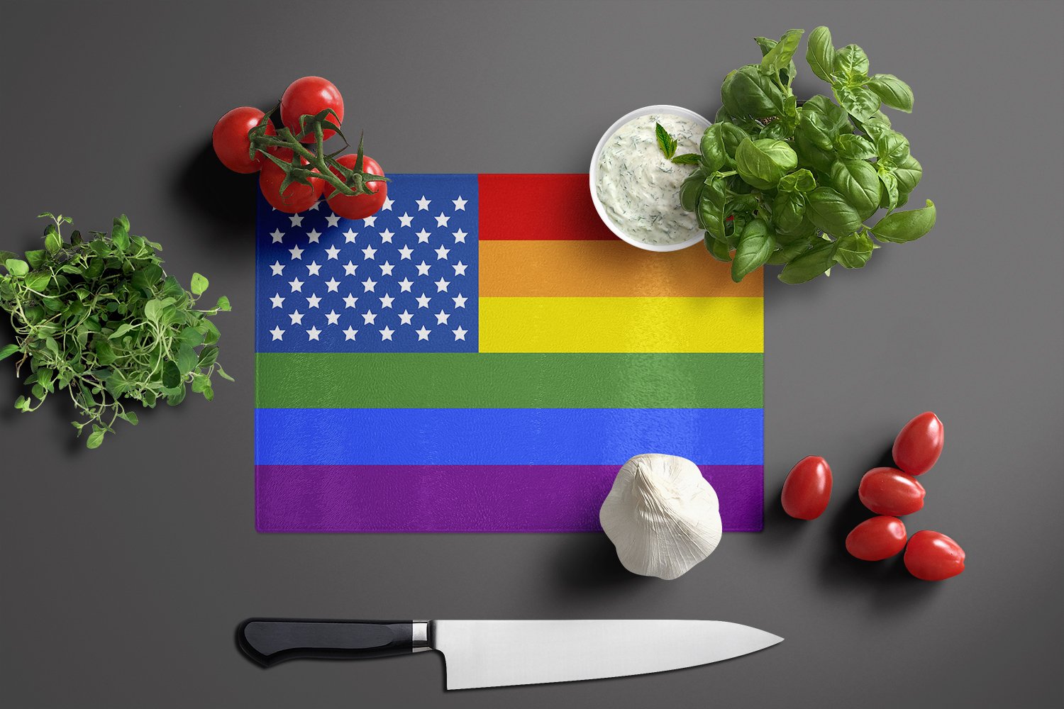 USA Gay Pride Glass Cutting Board Large - the-store.com