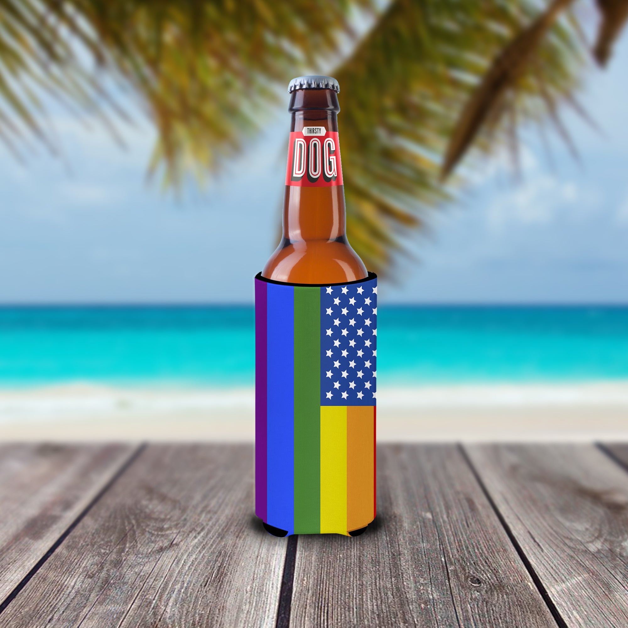 USA Gay Pride Ultra Hugger for slim cans