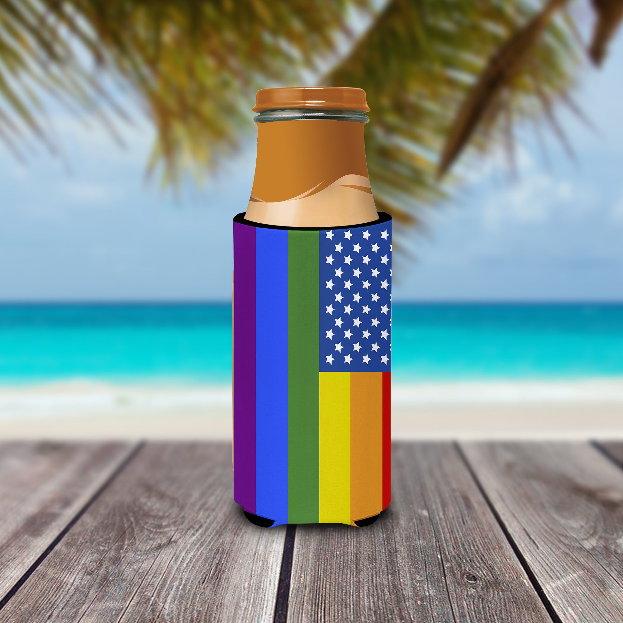USA Gay Pride Ultra Hugger for slim cans
