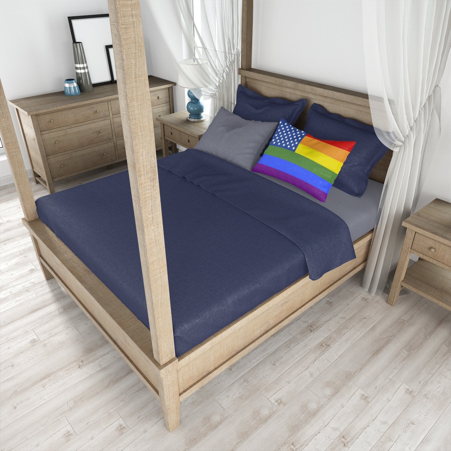 Caroline's Treasures USA Gay Pride Fabric Standard Pillowcase – Artistic Decorative Front, White Back