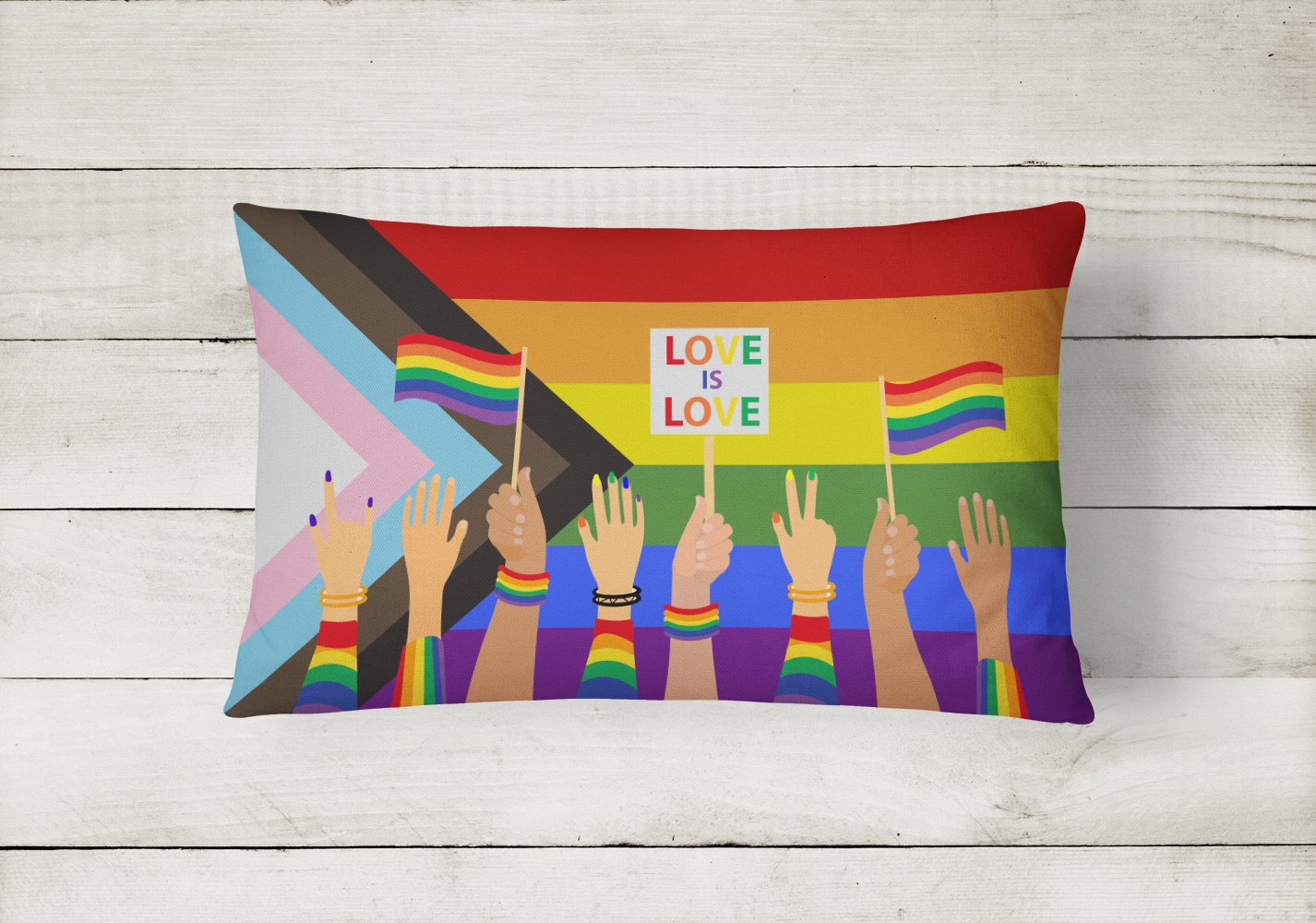 Gay Pride Parade Progress Pride Canvas Fabric Decorative Pillow - the-store.com