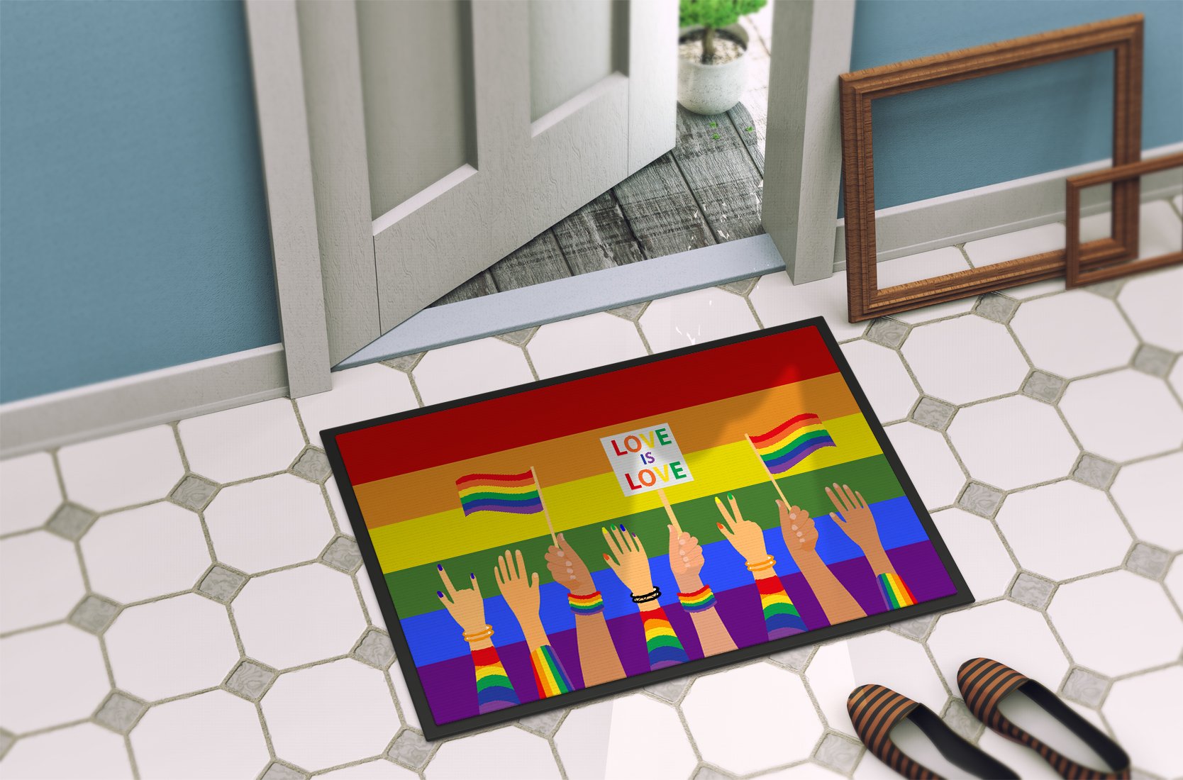 Gay Pride Parade Indoor or Outdoor Mat 24x36 - the-store.com