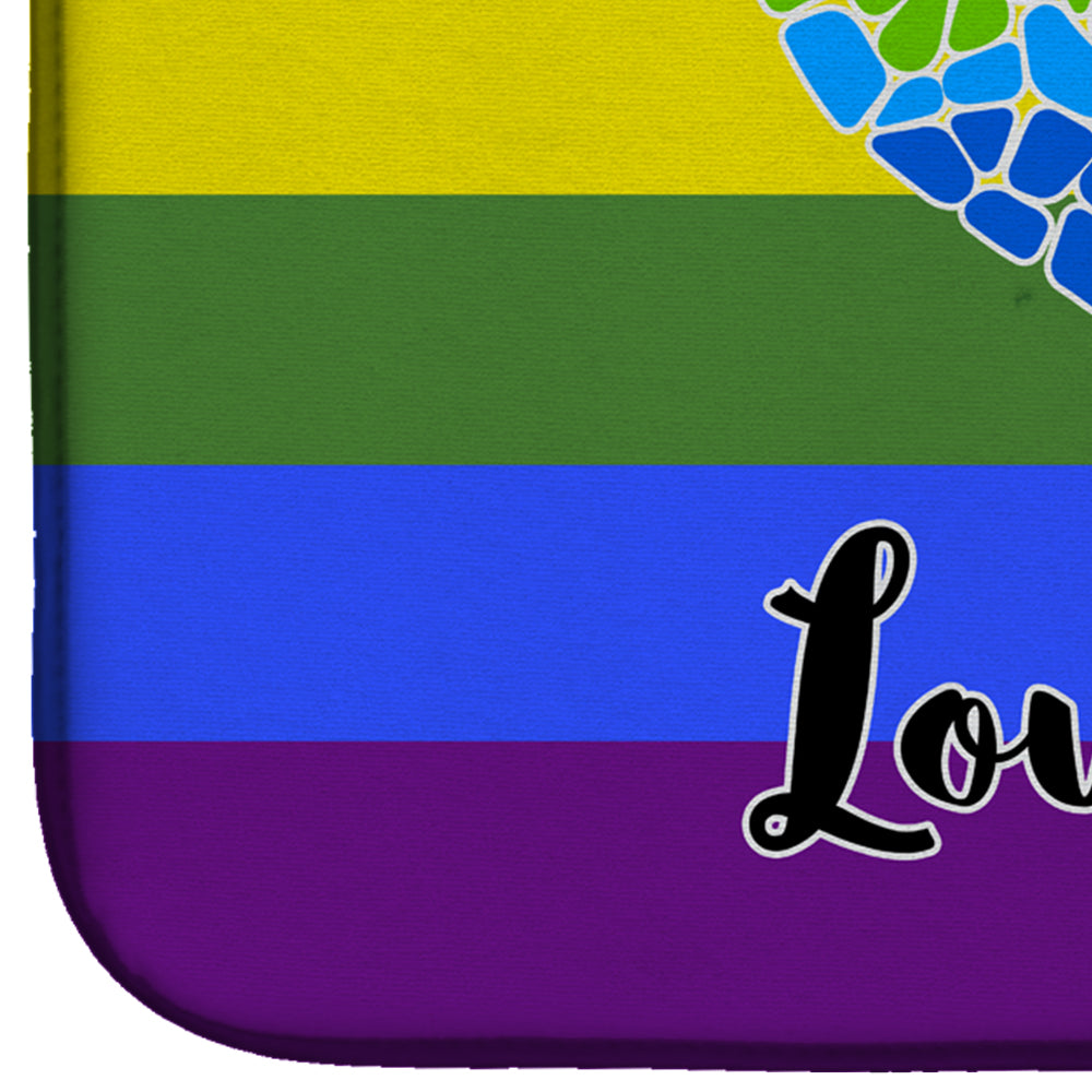 Gay Pride Love Wins Mosaic Heart Dish Drying Mat