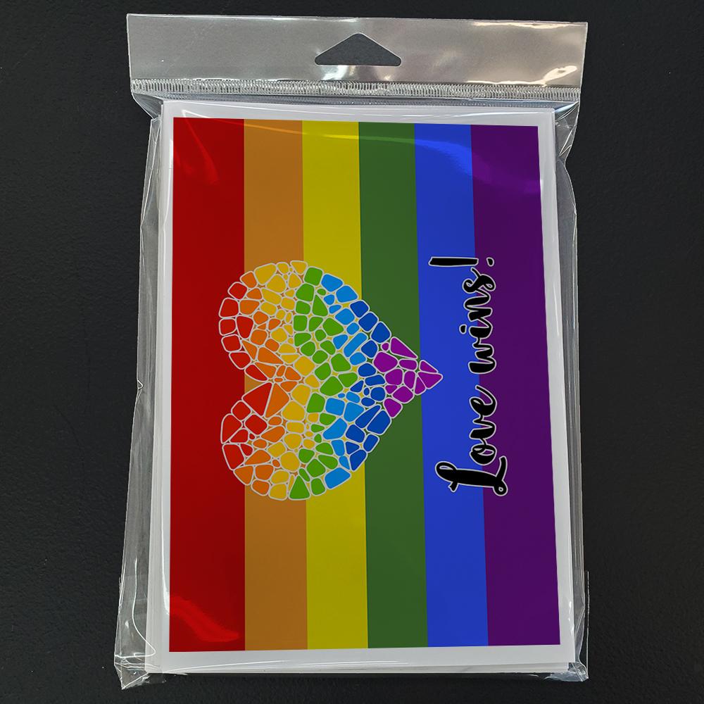 Gay Pride Love Wins Mosaic Heart Greeting Cards and Envelopes Pack of 8 - the-store.com