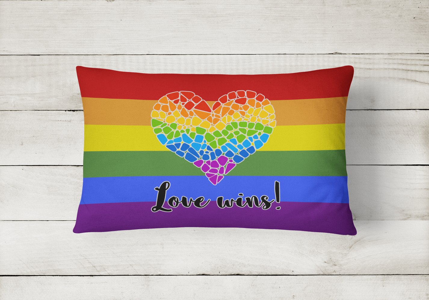 Gay Pride Love Wins Mosaic Heart Canvas Fabric Decorative Pillow - the-store.com