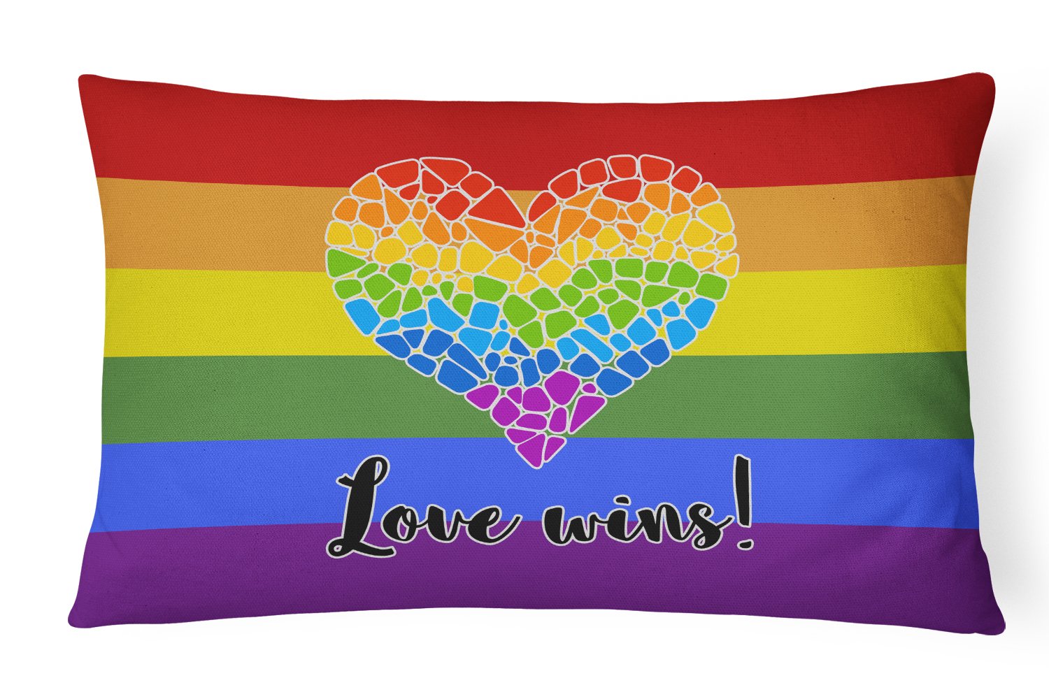 Buy this Gay Pride Love Wins Mosaic Heart Canvas Fabric Decorative Pillow