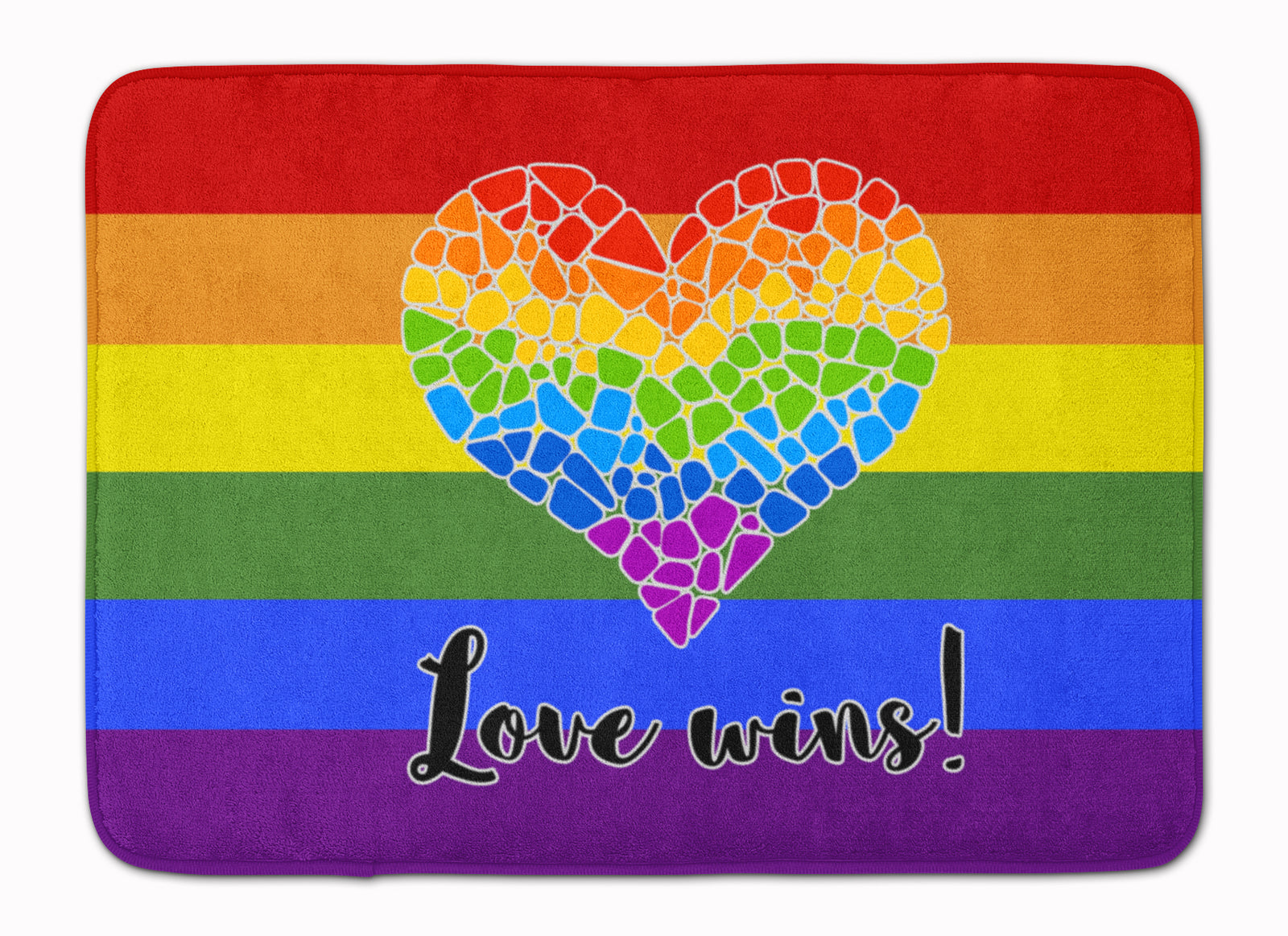 Gay Pride Love Wins Mosaic Heart Machine Washable Memory Foam Mat - the-store.com