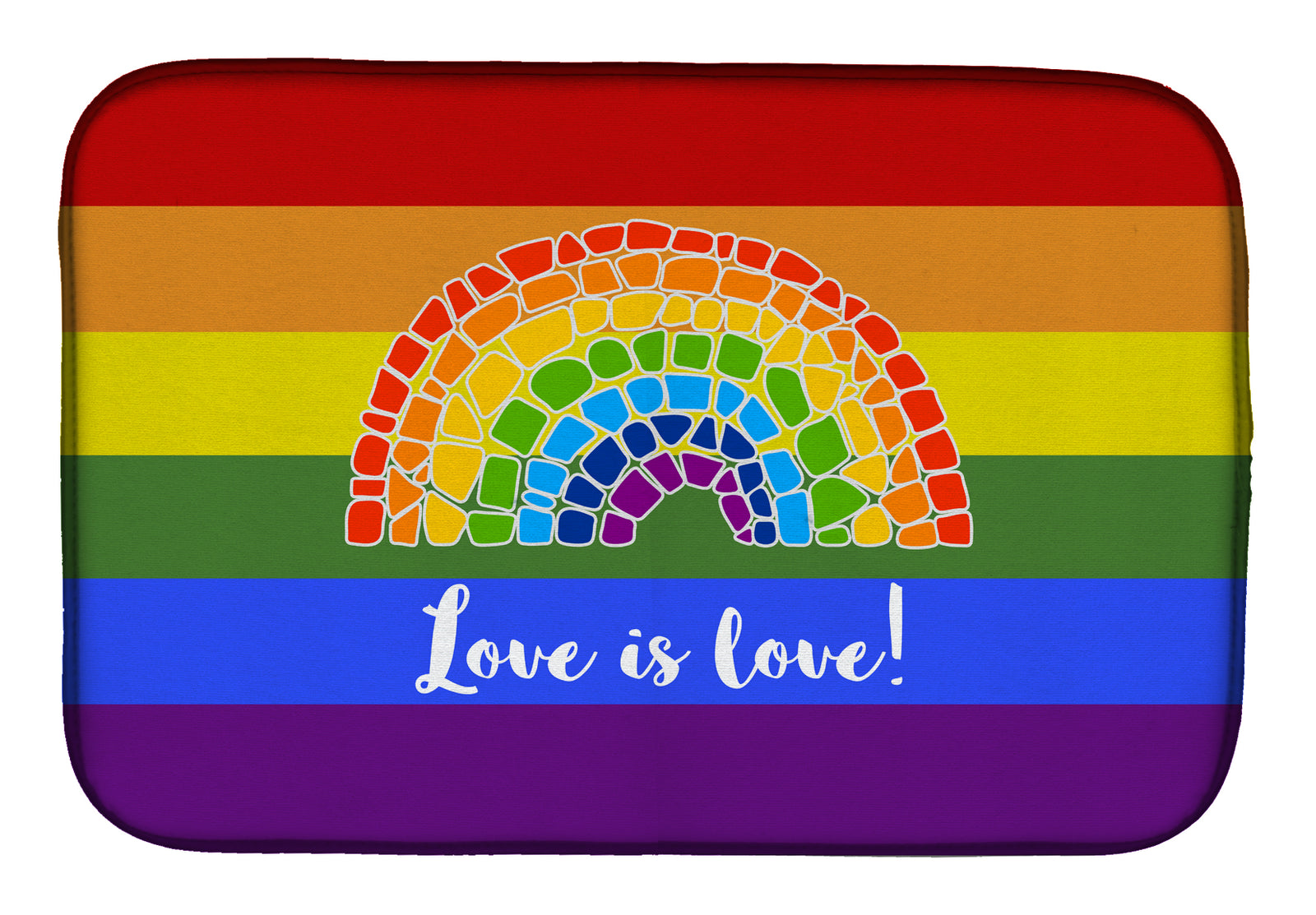 Gay Pride Love is Love Mosaic Rainbow Dish Drying Mat