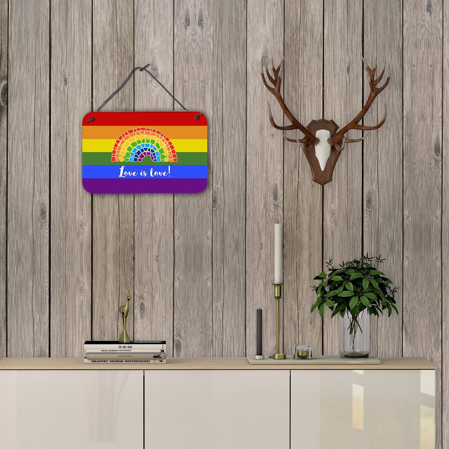 Gay Pride Love is Love Mosaic Rainbow Wall or Door Hanging Prints - the-store.com