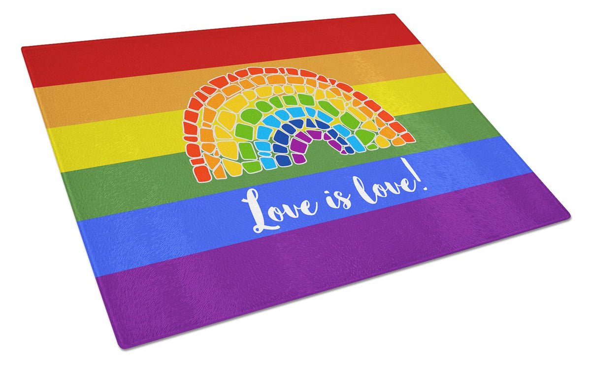 Buy this Gay Pride Love is Love Mosaic Rainbow Glass Cutting Board Large
