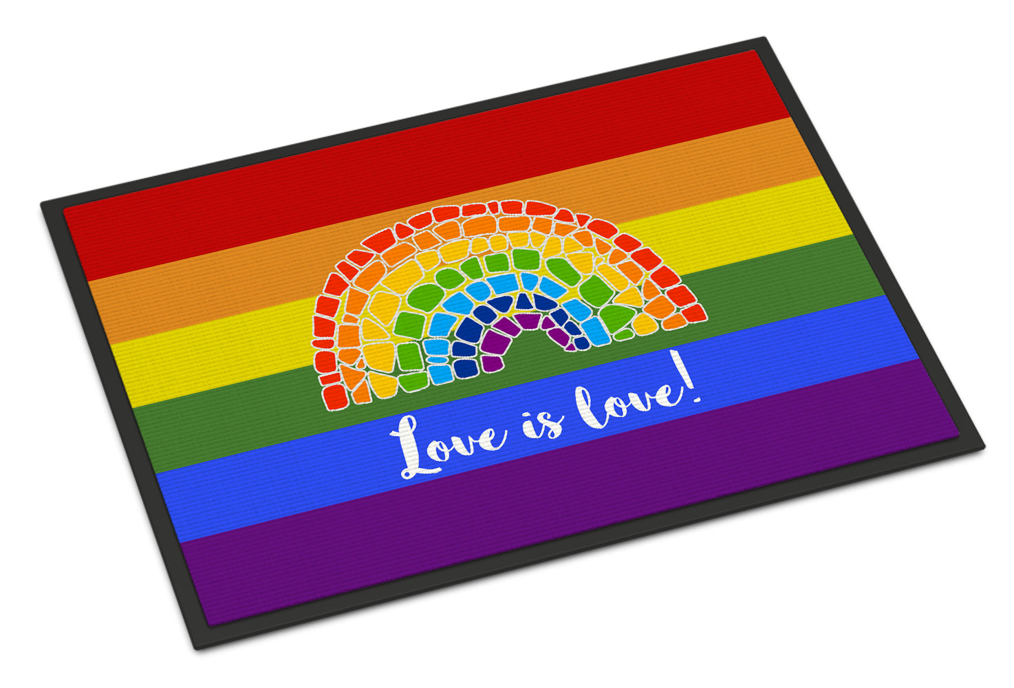 Gay Pride Love is Love Mosaic Rainbow Indoor or Outdoor Mat 18x27 - the-store.com