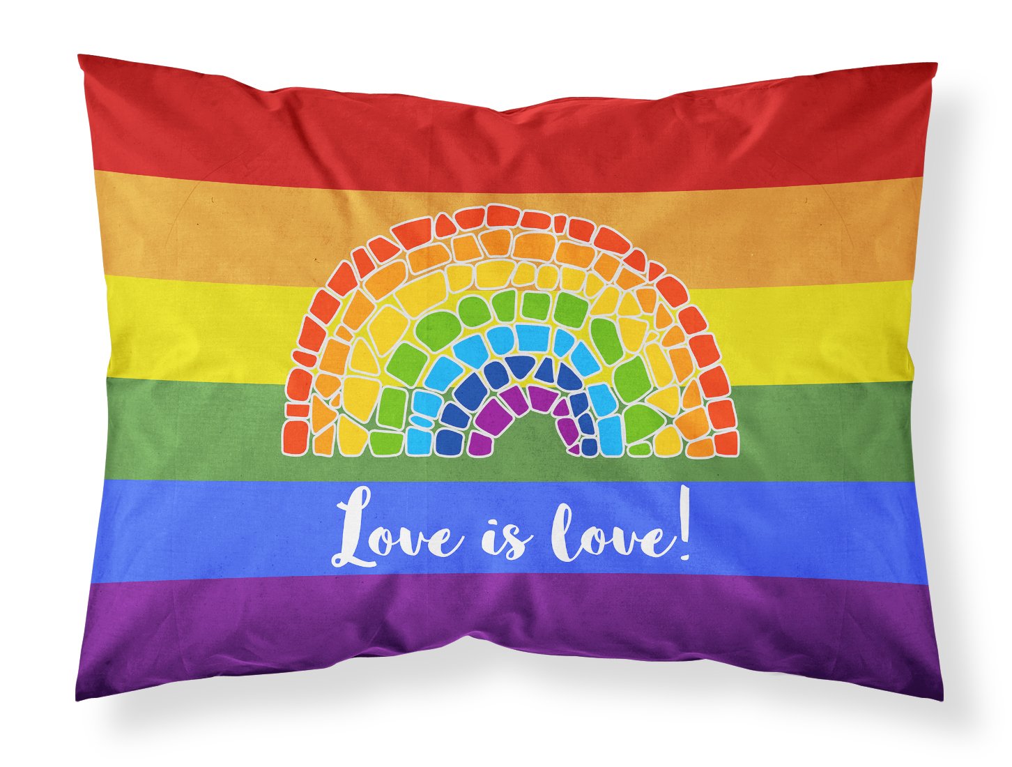 Buy this Gay Pride Love is Love Mosaic Rainbow Fabric Standard Pillowcase