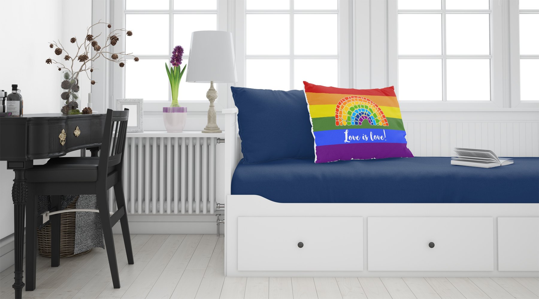 Buy this Gay Pride Love is Love Mosaic Rainbow Fabric Standard Pillowcase